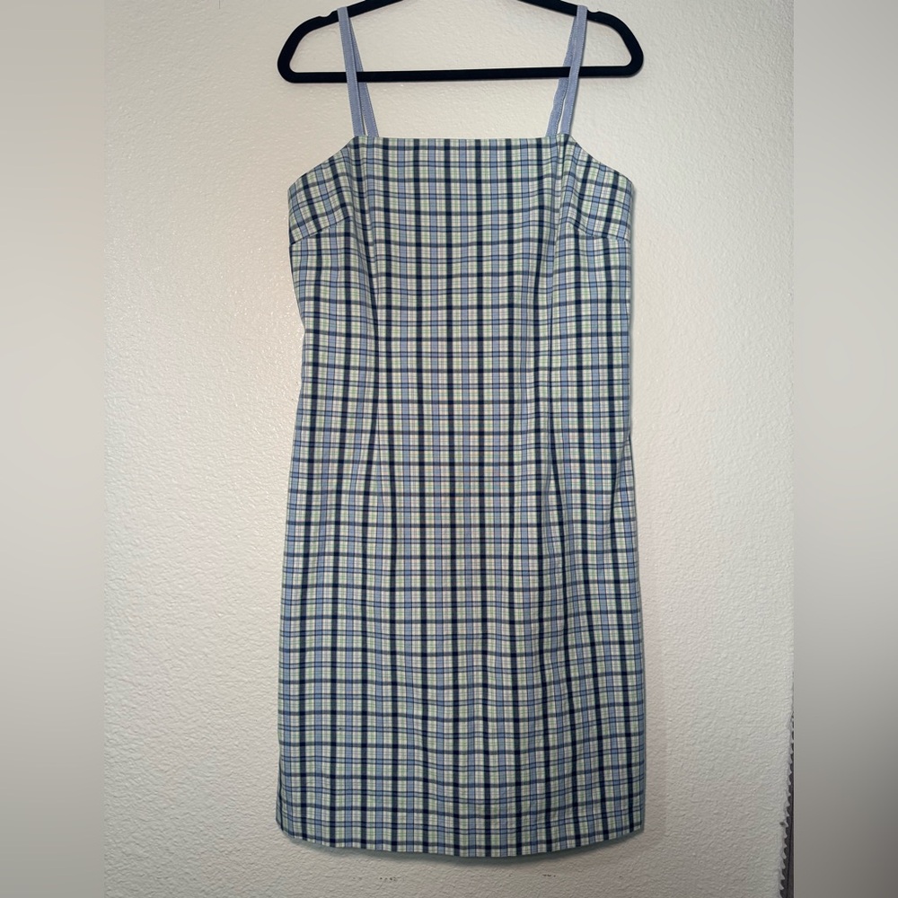 Tommy Hilfiger Blue and Green Plaid Mini Slip Dress 100% cotton
